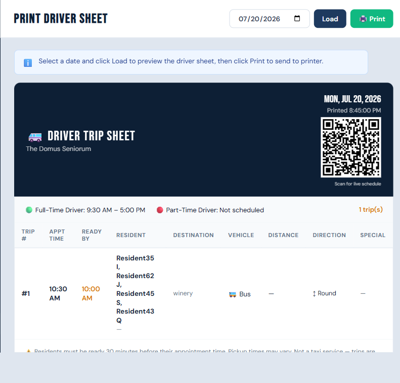 Print Driver Sheet setup and preview